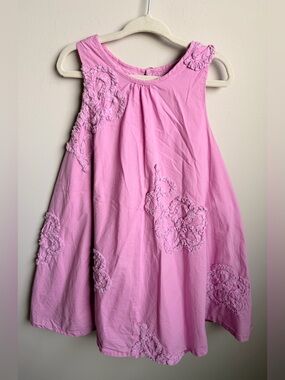 Zara Girls' Pink Sleeveless Floral Appliqué Dress